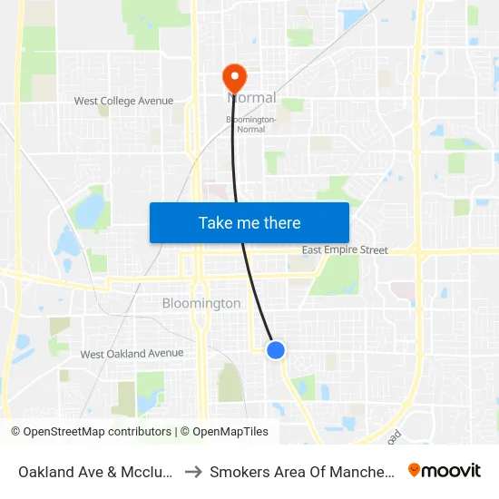 Oakland Ave & Mcclun St - N to Smokers Area Of Manchester Hall map