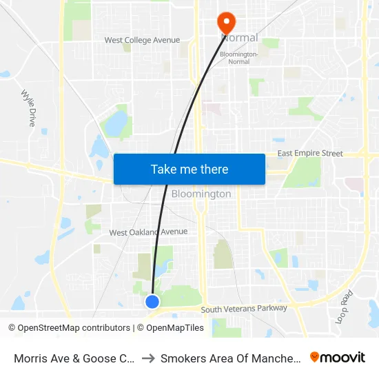 Morris Ave & Goose Creek Dr to Smokers Area Of Manchester Hall map