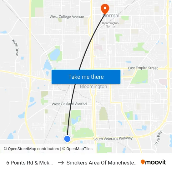 6 Points Rd & Mckay Dr to Smokers Area Of Manchester Hall map