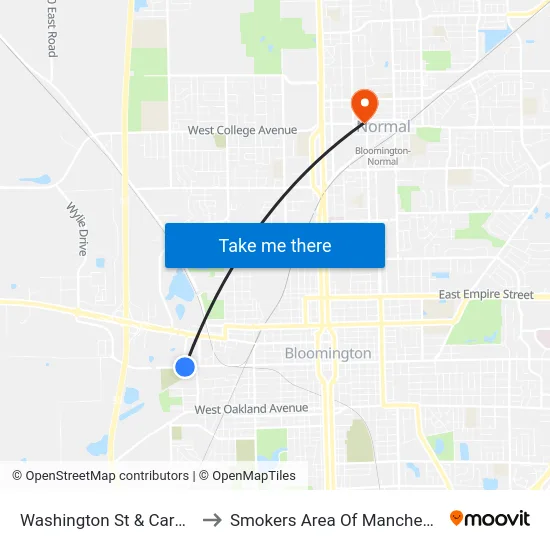 Washington & Caroline to Smokers Area Of Manchester Hall map