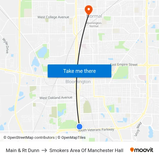 Main & Rt Dunn to Smokers Area Of Manchester Hall map