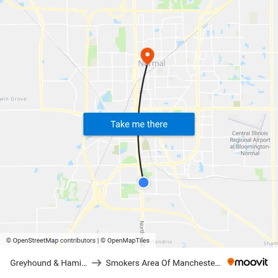 Greyhound & Hamilton to Smokers Area Of Manchester Hall map