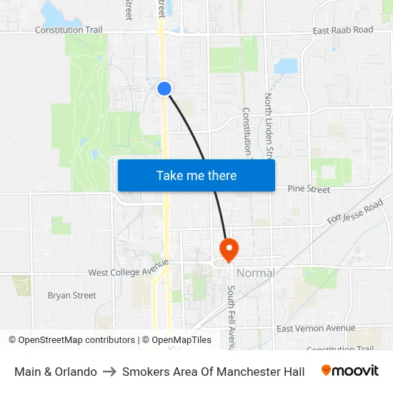 Main & Orlando to Smokers Area Of Manchester Hall map