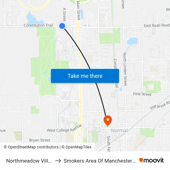 Northmeadow Village to Smokers Area Of Manchester Hall map