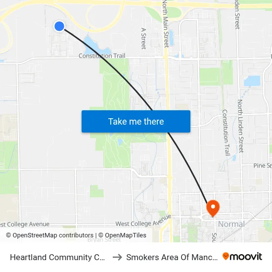 Heartland Community College North to Smokers Area Of Manchester Hall map