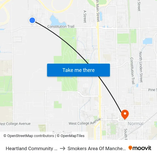 Heartland Community College to Smokers Area Of Manchester Hall map