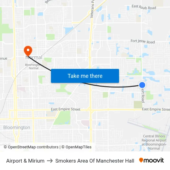 Airport & Mirium to Smokers Area Of Manchester Hall map