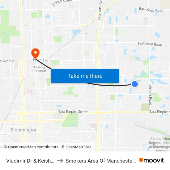 Vladimir Dr & Keisha Dr to Smokers Area Of Manchester Hall map