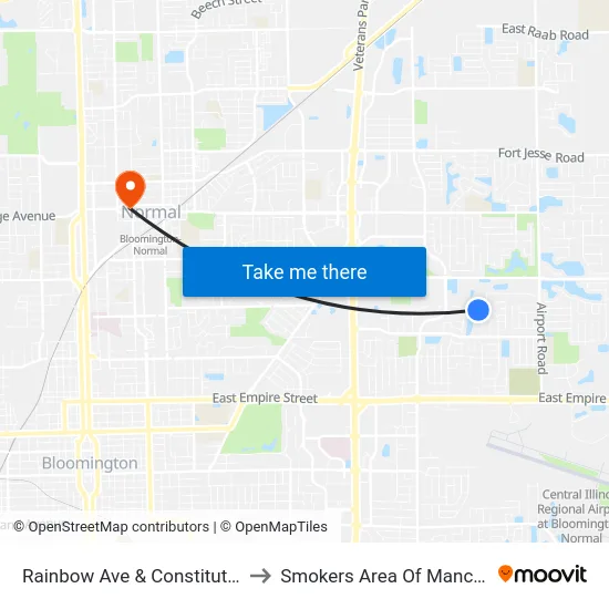 Rainbow Ave & Constitution Trail - S to Smokers Area Of Manchester Hall map