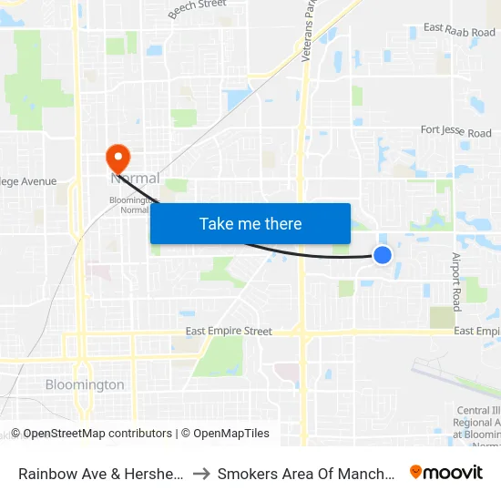 Rainbow Ave & Hershey Rd - W to Smokers Area Of Manchester Hall map