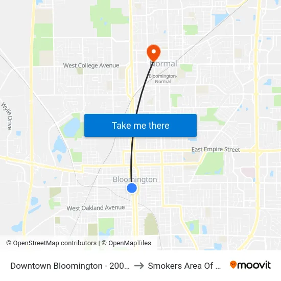 Downtown Bloomington - 200 W Front St - Northside to Smokers Area Of Manchester Hall map