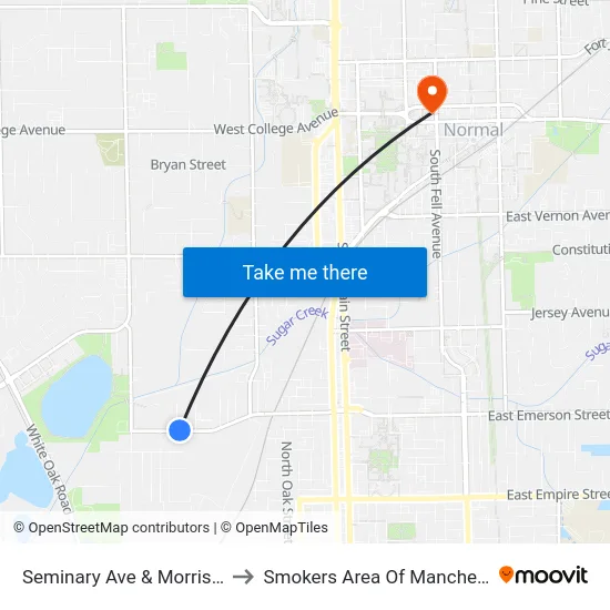 Seminary Ave & Morris Ave - N to Smokers Area Of Manchester Hall map