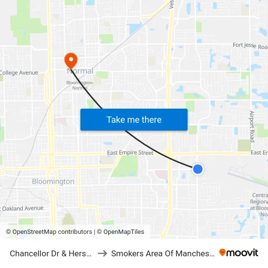 Chancellor Dr & Hershey Rd to Smokers Area Of Manchester Hall map