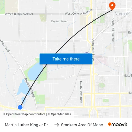 Martin Luther King Jr Dr & Market St to Smokers Area Of Manchester Hall map
