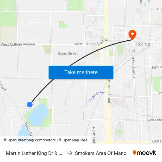 Martin Luther King Dr & Oak Park Rd to Smokers Area Of Manchester Hall map