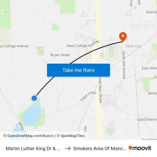 Martin Luther King Dr & Park Pl Dr - S to Smokers Area Of Manchester Hall map