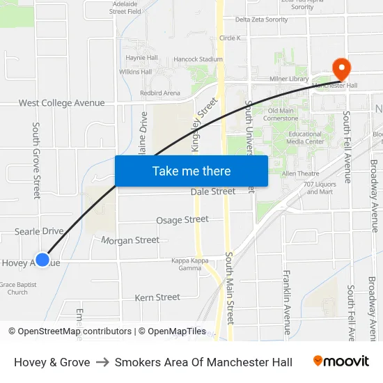 Hovey & Grove to Smokers Area Of Manchester Hall map