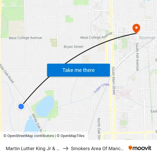 Martin Luther King Jr & White Oak to Smokers Area Of Manchester Hall map