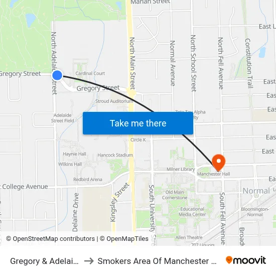 Gregory & Adelaide to Smokers Area Of Manchester Hall map