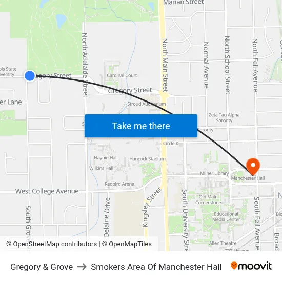 Gregory & Grove to Smokers Area Of Manchester Hall map