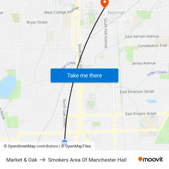 Market & Oak to Smokers Area Of Manchester Hall map