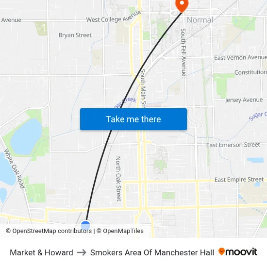 Market & Howard to Smokers Area Of Manchester Hall map