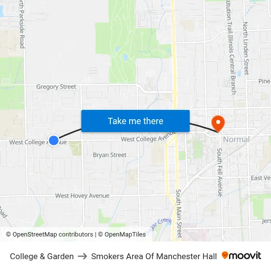 College & Garden to Smokers Area Of Manchester Hall map