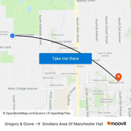 Gregory & Grove to Smokers Area Of Manchester Hall map