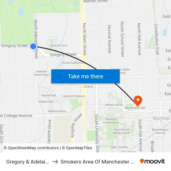 Gregory & Adelaide to Smokers Area Of Manchester Hall map