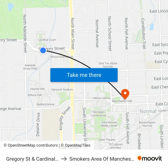 Gregory St & Cardinal Ct - S to Smokers Area Of Manchester Hall map