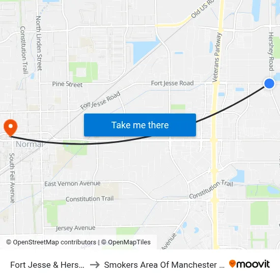Fort Jesse & Hershey to Smokers Area Of Manchester Hall map