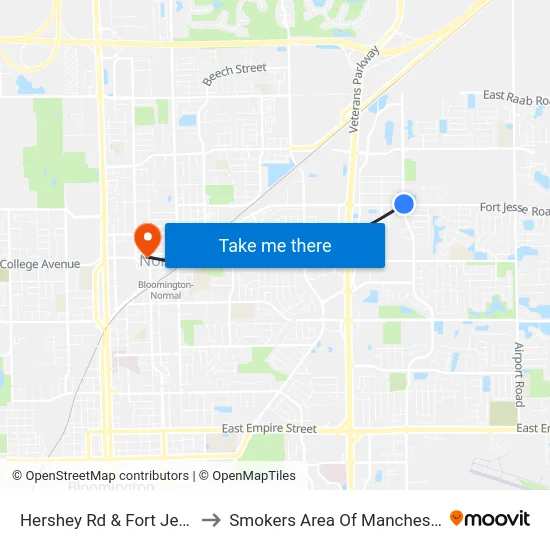 Hershey Rd & Fort Jesse Rd to Smokers Area Of Manchester Hall map