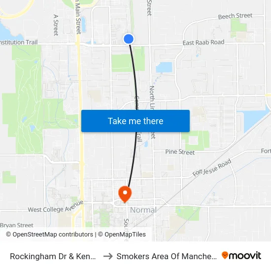 Rockingham Dr & Kenwood Ct to Smokers Area Of Manchester Hall map