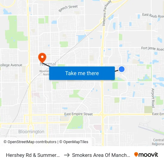 Hershey Rd & Summerfield Blvd to Smokers Area Of Manchester Hall map