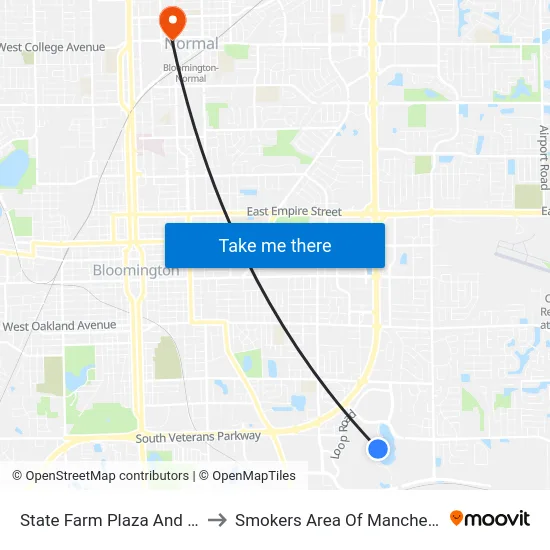 State Farm Plaza And Ford Dr to Smokers Area Of Manchester Hall map