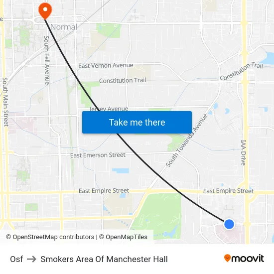Osf to Smokers Area Of Manchester Hall map