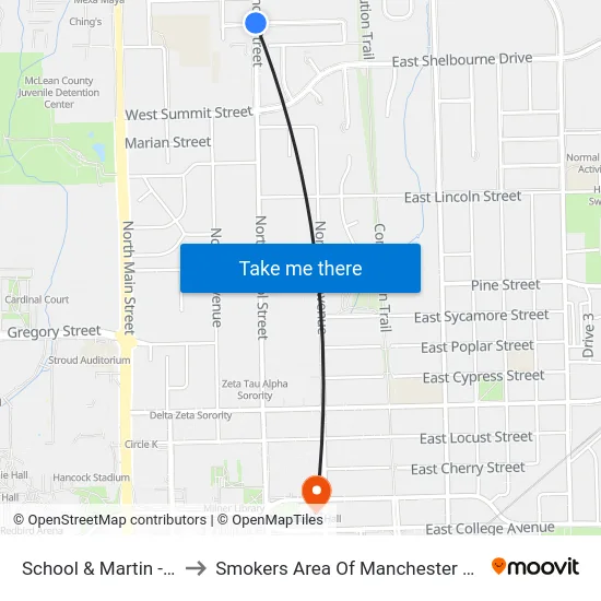 School & Martin - W to Smokers Area Of Manchester Hall map