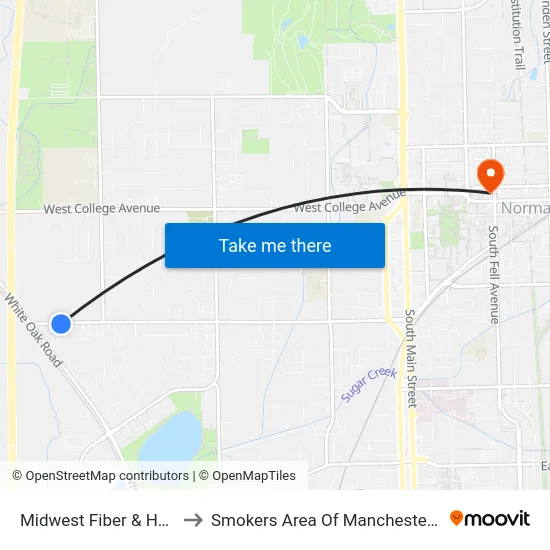 Midwest Fiber & Hovey to Smokers Area Of Manchester Hall map