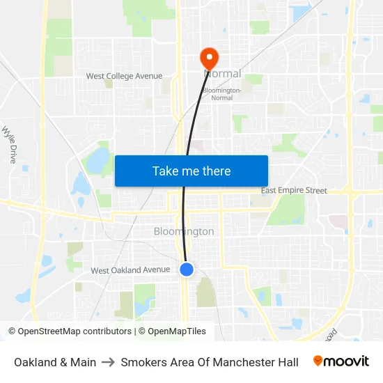 Oakland & Main to Smokers Area Of Manchester Hall map
