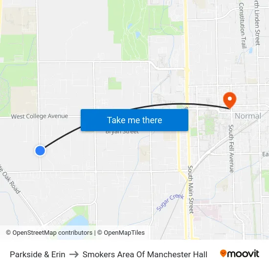 Parkside & Erin to Smokers Area Of Manchester Hall map