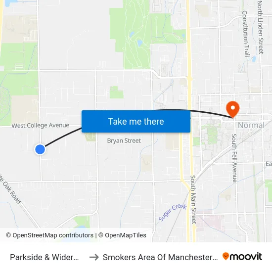 Parkside & Widermere to Smokers Area Of Manchester Hall map