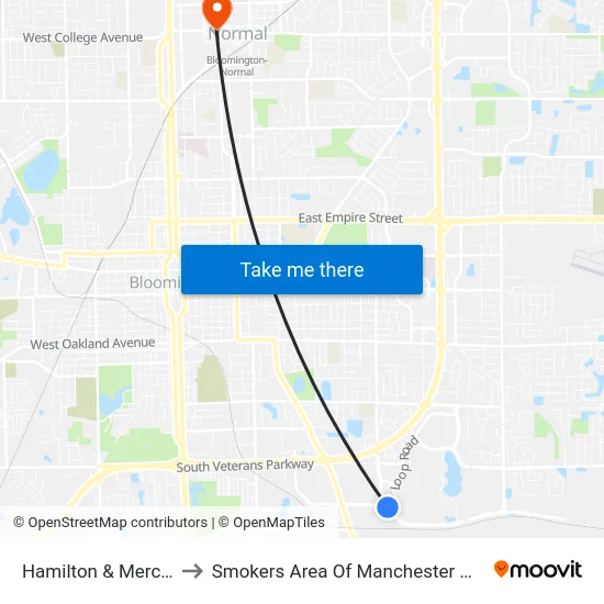 Hamilton & Mercer to Smokers Area Of Manchester Hall map