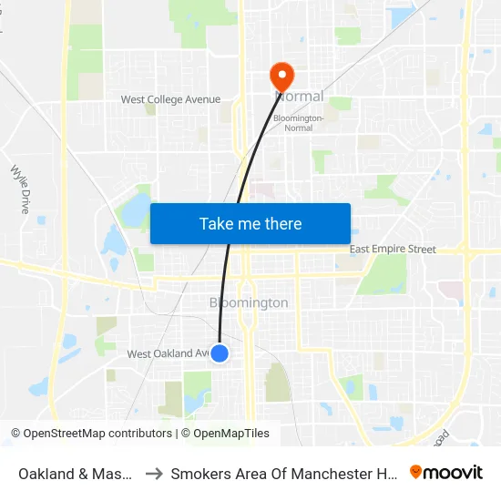 Oakland & Mason to Smokers Area Of Manchester Hall map