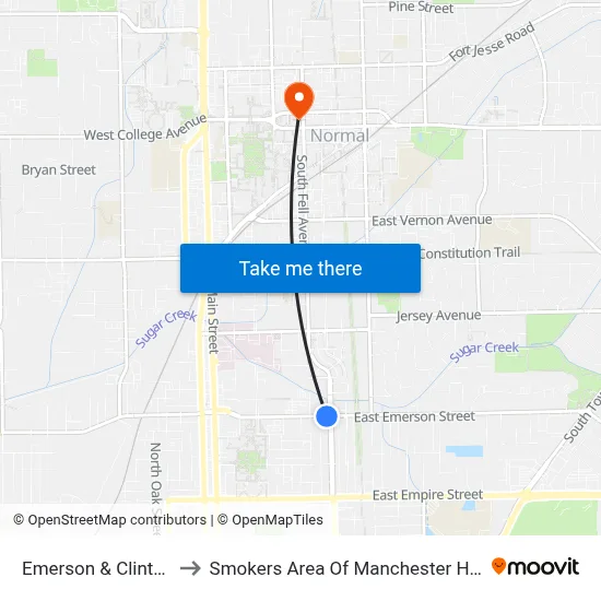Emerson & Clinton to Smokers Area Of Manchester Hall map
