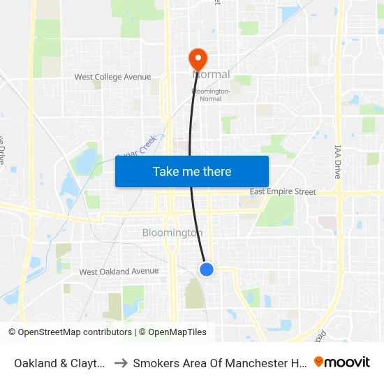 Oakland & Clayton to Smokers Area Of Manchester Hall map