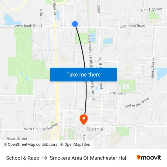 School & Raab to Smokers Area Of Manchester Hall map