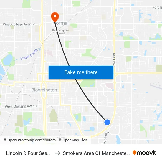 Lincoln & Four Seasons to Smokers Area Of Manchester Hall map