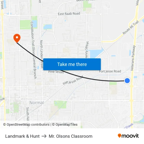 Landmark & Hunt to Mr. Olsons Classroom map