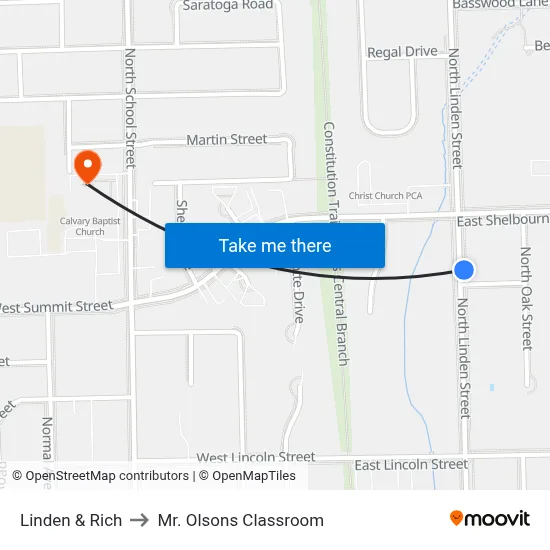 Linden & Rich to Mr. Olsons Classroom map
