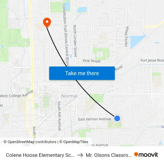 Colene Hoose Elementary School to Mr. Olsons Classroom map